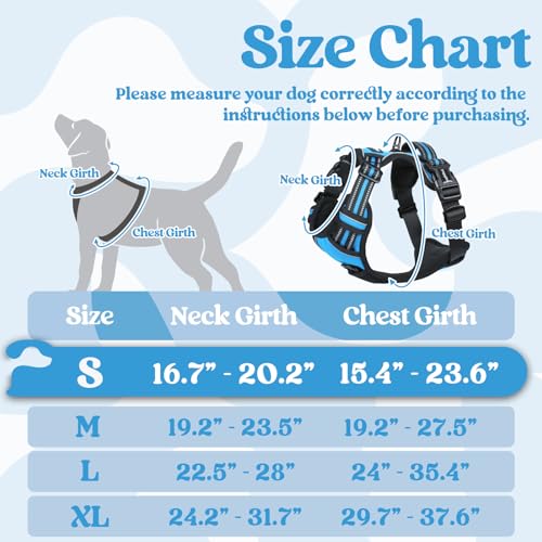 rabbitgoo Dog Harness Small Sized, No Pull Pet Harness with 3 Buckles, Adjustable Soft Padded Vest with Control Handle, Walking Reflective Pet Vest for Small Dogs, Sky Blue, S - color: Sky Blue, size: Small