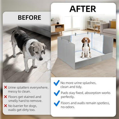 Dog Pee Pad Holder with High Walls, 32.3"x22"x15.7" No-Splash Indoor Dog Potty Box with 6 Clamps, No Assembly Foldable Potty Training Toilet for Large Small Medium Dogs Puppy Potty(Gray2) - color: (Gray2)