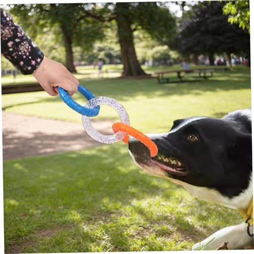 Dog Ring Toy for Training and Teeth Cleaning Rubber Dog Rings Chew Toy with 3 Color Rings Interactive Indestructible Toys for Small Medium Large Dogs.