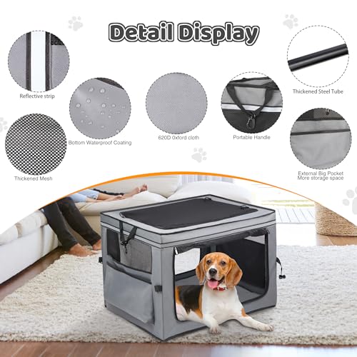 Portable Dog Crate Soft Dog Crate 22",30",36",42" Foldable Basic Dog Crates Easy Set-up, Light, Sturdy, Comfy，Collapsible Crate for Home and Travel (36Inch) - size: 36Inch