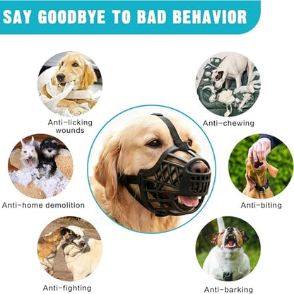Soft Basket Rubber Dog Muzzle,Dog can Pant and Drink,Humane Cage Mouth Cover，Breathable Adjustable Muzzle to Prevent Biting,Chewing and Scavenging,Ideal for Training,Grooming & Daily Use (Black, S) - color: Black, size: S