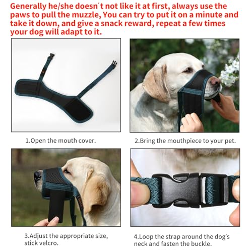 HEELE Dog Muzzle,Soft Nylon Muzzle Anti Biting Barking Chewing,Air Mesh Breathable Drinkable Adjustable Loop Pets Muzzle for Small Medium Large Dogs (Blackish Green, S) - color: Blackish Green, size: S