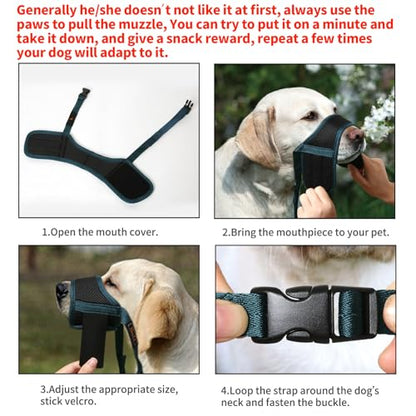 HEELE Dog Muzzle,Soft Nylon Muzzle Anti Biting Barking Chewing,Air Mesh Breathable Drinkable Adjustable Loop Pets Muzzle for Small Medium Large Dogs (Blackish Green, S) - color: Blackish Green, size: S