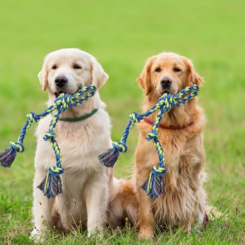 Heavy Duty Dog Rope Toys for Aggressive Chewers, Tough Tug of War Dog Toys for Large, Medium & Small Dogs - color: green
