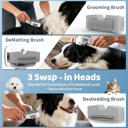 Dog Grooming Vacuum,Pet Grooming Vacuum with 2L Dust Cup & 13000Pa Suction, 6-in-1 Low Noise Pet Grooming Kit with Clipper & Steam Brush for Shedding, Professional Dog Vacuum for Dogs & Cats - color: Gray