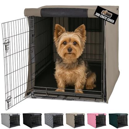 GORILLA GRIP Dog Crate Covers Compatible with Amazon Basics Dog Crates, All Sides Open, Privacy Cover Fits 24" Wire Kennel, Breathable Mesh Windows, Light Reducing Puppy Training Cage Topper, Taupe - color: Light Taupe, size: 24" X 18" X 20"