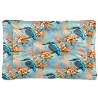 Kingfisher Pattern Pet Bed Mat for Dogs and Cats, Soft Washable Crate Pad with Non-Slip Bottom, Cozy Bed Cushion for Small Medium Large Pets, 24x36 Inch - size: Medium