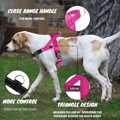 No Pull Dog Harness with Handle, Rear & Front Clip, Adjustable, Easy On/Off, Reflective, Lightweight & Mesh Padded, No Choke. Dog Harness Small Sized Dog (Pink-Black, Small) - color: Pink-Black, size: Small