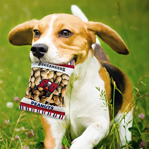NFL Tampa Bay Buccaneers Crinkle FINE Plush Dog & CAT Squeak Toy - Cutest Stadium Peanuts Snack Plush Toy for Dogs & Cats with Inner Squeaker & Beautiful Baseball Team Name/Logo - color: Tampa Bay Buccaneers, style: STADIUM PEANUTS SNACK