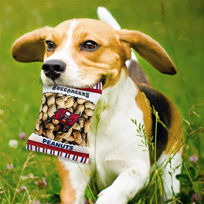 NFL Tampa Bay Buccaneers Crinkle FINE Plush Dog & CAT Squeak Toy - Cutest Stadium Peanuts Snack Plush Toy for Dogs & Cats with Inner Squeaker & Beautiful Baseball Team Name/Logo - color: Tampa Bay Buccaneers, style: STADIUM PEANUTS SNACK
