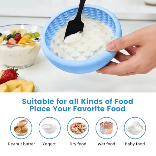 Dog Lick Bowl,Freezeable Anxiety Relief Non-Slip Silicone Treat Bowl,Durable Anti-Choking Long-Lasting Enrichment Slow Feeder Licking Mat for Small Medium Breed, BPA Free Silicone Dishwasher Safe - color: light blue, size: S