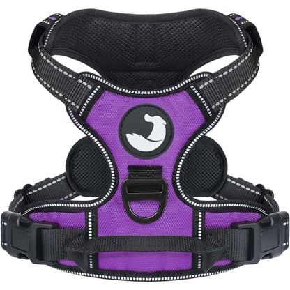 Joytale No Pull Dog Harness Medium Sized Dog, Reflective Pet Vest with Front Clip, Adjustable Soft Padded Harnesses with Easy Control Handle for Training and Walking, Purple, M - color: Purple, size: Medium