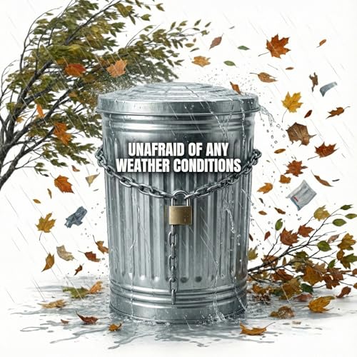 31 Gallon Metal Trash Can with Locking Lid, Galvanized Steel Outdoor Garbage Can for Dog Poop, Litter, Pet Food Storage, Rust & Weather Resistant, Heavy Duty Wire Bail Handle