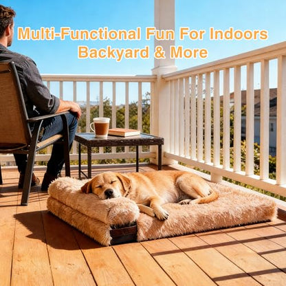 2XL Orthopedic Dog Bed with Washable Cover, Plush Faux Fur Pet Sofa, Egg Crate Foam Support for Senior Dogs, Machine Washable Crate Pad, 43.3"x31.5"x3.8" - size: 44''L*32''W*3.8''Th