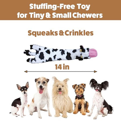 SPOT Skinneeez Crinklers Cow - Stuffing-Free Dog Toy with Crinkle & Squeaker Sounds, Durable for Moderate Chewers, Tug Toy for Small Dogs & Puppies, 14in - style: Small Cow