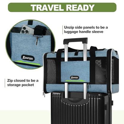 GAPZER Cat Carrier 18 x 11 x 11 Top Loading Soft-Sided Pet Travel Bag Over 15lbs, Portable Small Dog Puppy Car Crate 10 lbs, Chihuahua Kennel Carry Case, Kitty Cloth Cage Medium Cat Under 25 Blue - color: Blue