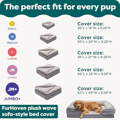 Furhaven Replacement Dog Bed Cover Faux Fur & Velvet Sofa-Style, Machine Washable - Dark Sage, Medium - color: (Faux Fur & Velvet) Dark Sage, size: Medium
