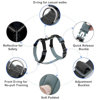 Plutus Pet No Pull Dog Harness, Adjustable Nylon Harness with Soft Padding, Reflective and Heavy Duty Dog Harness for Small, Medium, Large Dogs(Black, S) - color: Black, size: S
