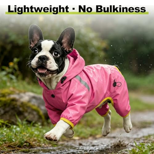 Dog Raincoat, Professional Waterproof with Taped Seams, Ultralight Urban Quick Layer, High-Vis Reflective Stripes, Dirt-Resistant & Easy Care, Year-Round Essential for Dogs (Pink, Small)