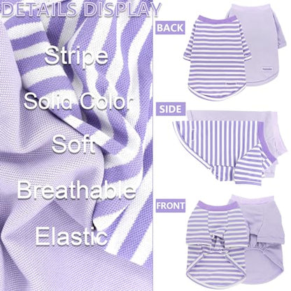 Dog Clothes for Medium Dogs 2 Pieces Stripe Summer Dog Shirt Cute Soft Puppy Clothes Bresthable Chihuahua Cat Clothes XS~XXL Pet Clothing (XX-Large) - color: purple, size: XX-Large