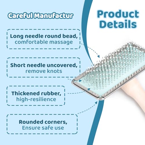 Dog Brush for Long haired Dogs & Cat,Grooming Brush for Shedding, Dematting, Bath, for Short Hair, Poodles, Indoor Cats, pin Brushes for Dog Grooming,Wooden Handle,Wooden Dog Brush