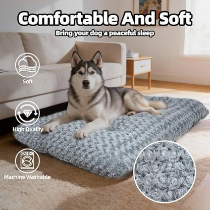 Extra Large Dog Bed Deluxe Plush, Washable Big Dog Beds, Indestructible Dog Crate Pad, Anti-Slip Soft Pet Bed, Comfy Kennel Pad for Large, Jumbo, Small, Medium Dogs Extra, 41"x 27"-XXL, Dark Gray - color: Dark Grey, size: 41"L x 27"W x 4"Th