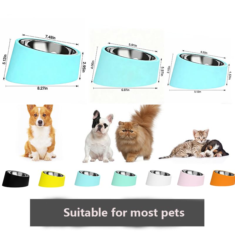 15° Tilted Dog Bowl for Medium Dogs & Flat-Faced Breeds - Anti-Choke Ergonomic Elevated Feeder Non-Slip Base - 2-in-1 Detachable Stainless Steel Food (Ｌ, Pink) - color: Pink, size: L