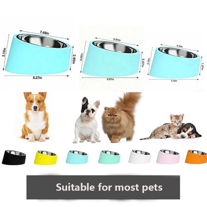 15° Tilted Dog Bowl for Medium Dogs & Flat-Faced Breeds - Anti-Choke Ergonomic Elevated Feeder Non-Slip Base - 2-in-1 Detachable Stainless Steel Food (Ｌ, Pink) - color: Pink, size: L