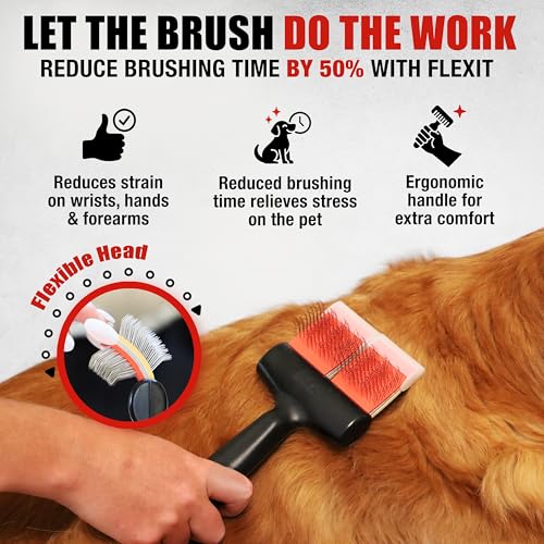 FlexIt Home - Flexible Slicker Brush for Dogs (Single, Soft Flex) | Dog Grooming Brush for Poodles, Golden Doodles, Huskies, Retrievers, and Labradoodles | 3-in-1 System & Video Trainings - color: Super Soft Flex - Single