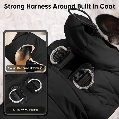 Vecomfy Fleece Lining Dog Hoodie with Harness Built in,Extra Warm Small Dog Jacket in Winter Puppy Coats with Drawstring Hooded,Black S - color: Black(Harness Built in), size: Small (Pack of 1)