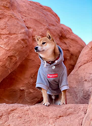 ChoChoCho Pup Dog Hoodie, Cat Hoodies - Stylish Streetwear Sweatshirt, Cotton Pet Clothing for Dog Cat Puppy Small Medium Large (5XL) - Gray - color: Pupreme, size: 5XL (Chest: 32.3''-36.6'' / Suggest: 89-139 lbs)