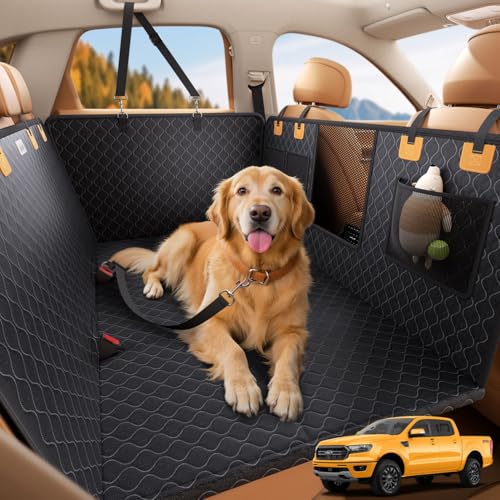 Lamicall Dog Car Seat Cover for Back Seat - [Upgraded Anti-Ripped] Back Seat Extender for Dogs Hard Bottom, Waterproof Dog Hammock for Car with Mesh Window, Pet Backseat Protector SUV & Small Truck XL - size: For Full Size Truck /Full Size SUV