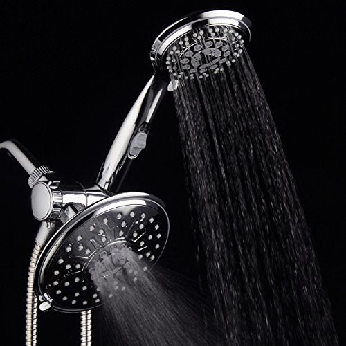 30-Setting Ultra-Luxury 6 inch Rainfall Shower Head & Handheld 3-way Combo with Water Saving Pause Switch and Stainless Steel Hose/Enjoy Separately or Together! Premium All Chrome Finish - color: Chrome Face