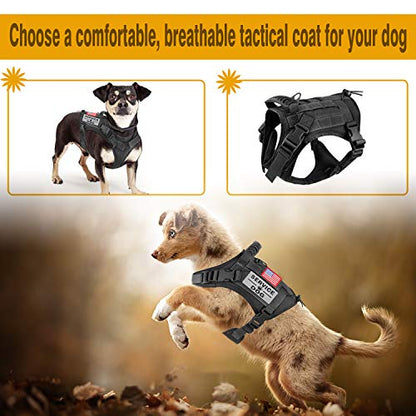 Tactical Service Dog Vest Harness for Medium Large Dog, Military K9 Training Dog Vest with Molle System Adjustable Tactical Puppy Harnesses with Handle (S, 3Black) - color: Black, size: Small (Pack of 1)