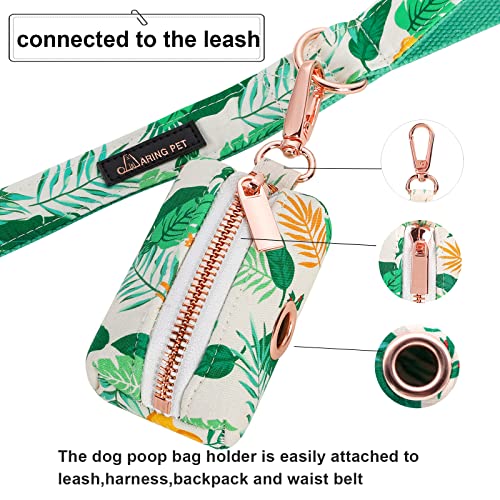 ARING PET Dog Waste Bag Dispenser, Cotton Doggy Poop Bags Holders Attach to Any Leashes, Portable Washable Leaf Pattern Pet Waste Pouch Dispenser with Metal Zipper - color: B:leaf