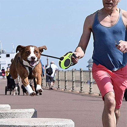 Retractable Green Dog Leash for Medium & Small Dogs & Cats - 16.5FT Tangle Free, Heavy Duty Walking Leash with Anti Slip Handle, Pause & Lock Strong Nylon Tape - color: Green
