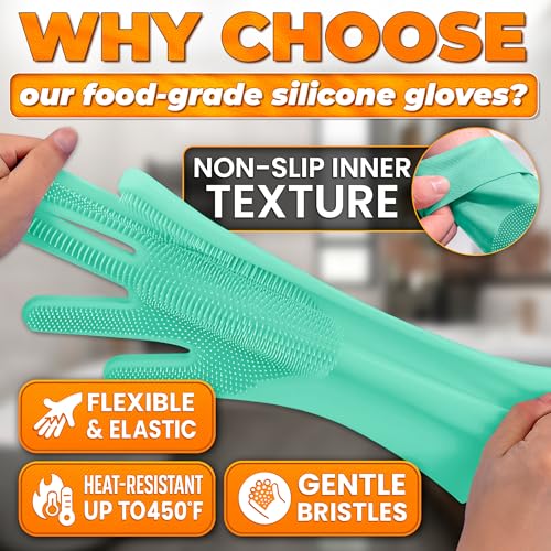 Cat & Dog Shampoo Gloves with 3000 Soft Bristles – 2-in-1 Dog Bath Gloves 11.6", Durable Silicone, Saves Shampoo | Massage, Grooming & Clean Wet or Dry – Made for Every Breed & Coat Style (Turquoise) - color: Turquoise