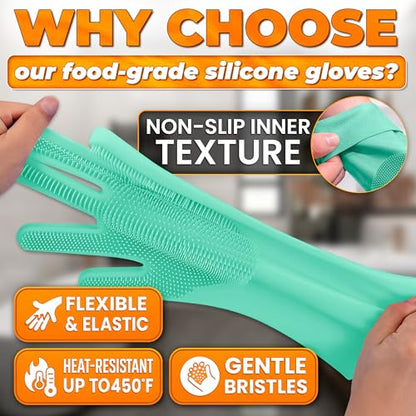 Cat & Dog Shampoo Gloves with 3000 Soft Bristles – 2-in-1 Dog Bath Gloves 11.6", Durable Silicone, Saves Shampoo | Massage, Grooming & Clean Wet or Dry – Made for Every Breed & Coat Style (Turquoise) - color: Turquoise