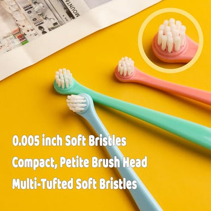 E.M&S.T by Emmeliestella Small Dog & Cat Toothbrush Micro Head, Cat Dental Care, Pets Toothbrush, Oral Hygiene, Easy to Handle, Deep Clean, Soft Bristles, Multi-Angle, Round&Pointed Toothbrush, 5 PCS