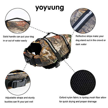 Camo Pet Life Preserver Jacket,Camouflage Dog Life Vest with Adjustable Buckles,Dog Safety Life Coat for Swimming, Boating, Hunting | (XS, S, M, L, XL) … - color: Camo dog life jakcet, size: L