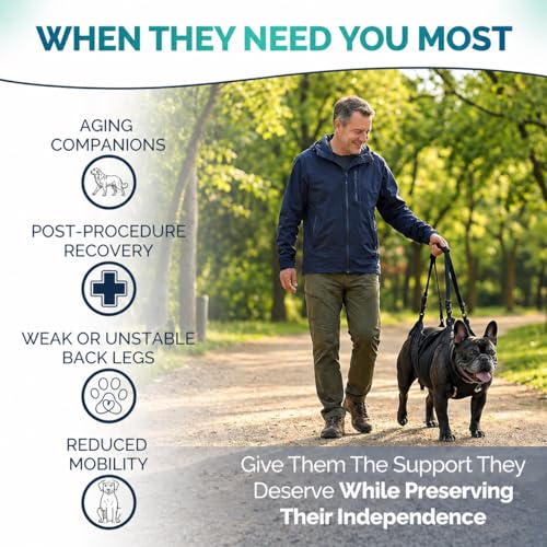 Medium Dog Sling Carrier – 27-38 Lb. Dog Sling for Medium Dogs Hind Leg Support – Doggie Lift M Full Body Design with Breathable Mesh and Adjustable Straps for Safe Mobility Assistance