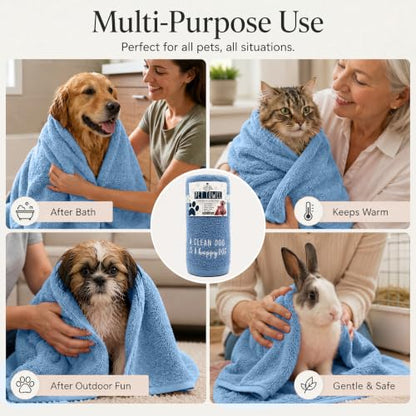 DAN RIVER Dog Towel - Pack of 1, 100% Cotton, 20x40, Ultra Soft 450 GSM, Super Absorbent & Quick Drying Towel for Dogs, Cats, and Other Pets, Riviera. - color: Riviera