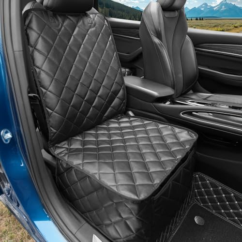 Car Seat Covers for Dogs–Waterproof PU Leather Car Front Seat Cover for Pets & Humans,Scratchproof Captain Seat Protector Fits Most Cars, Trucks, SUVs，Minivans(Black) - color: Black, size: Standard Front Seat Cover