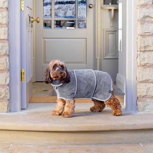 Lucky Pooch® Dog Robe - Luxurious Dog Bathrobe - Ultra Absorbent Dries Your Dogs in Minutes! Double-Layer, Super Soft Towel and Bath Robe All in One (XXS, Gray) - color: Grey, size: XXS