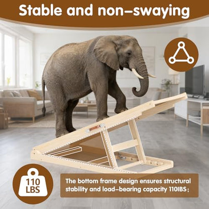 Dog Ramp for Couch, Adjustable Height Ramps for Pets to Get on Bed | Height from 18" to 23.6", with Traction Rubber Mat, Capacity 110ibs, Wooden Portable Stairs for Small Dogs - size: 39.4"L x 14.5"W x 3.3"H