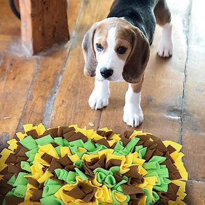 LIVEKEY Pet Snuffle Mat for Dogs, Dog Feeding Mat, Nosework Training Mats for Foraging Instinct Interactive Puzzle Toys (Yellow&Brown&Green)