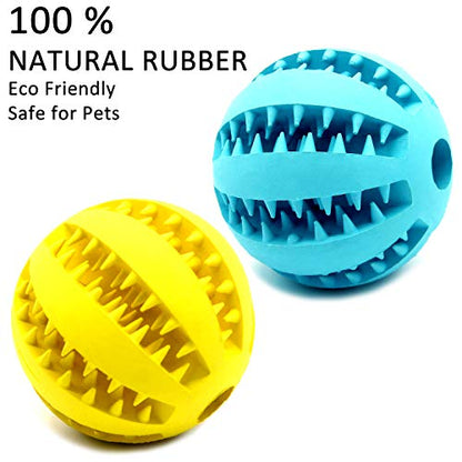 Youngever 2 Pack Dog Ball Toys for Pet Tooth Cleaning, Chewing, Fetching, Treat Ball Food Dispensing Toys (Small 2 Inch) - size: Small 2 inch