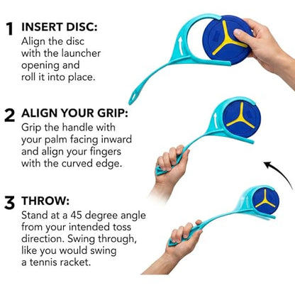 Outward Hound FlyFetch Disc Launcher Dog Toy, Launches Up to 3X Farther, Ergonomic Handle, Durable Rubber Disc, All Breeds - color: Disc Launcher Blue