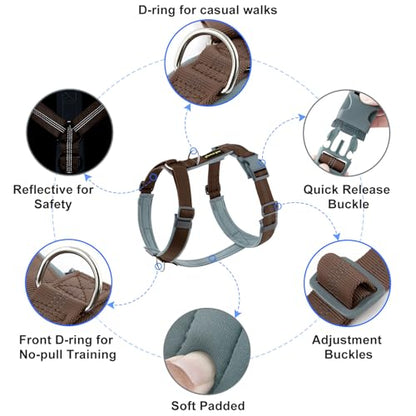 Plutus Pet No Pull Dog Harness, Adjustable Nylon Harness with Soft Padding, Reflective and Heavy Duty Dog Harness for Small, Medium, Large Dogs(Chocolate, S) - color: Chocolate, size: S