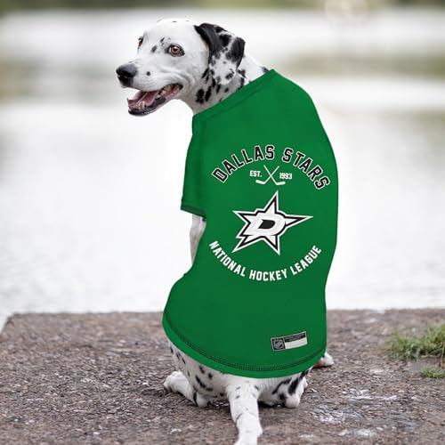 NHL Dallas Stars Tee Shirt for Dogs & Cats, X-Small. - Are You A Hockey Fan? Let Your Pet Be An NHL Fan Too! - color: Dallas Stars, size: X-Small